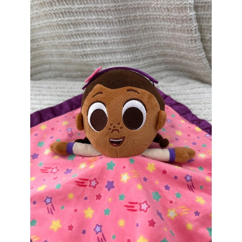 Disney Doc McStuffins Baby Security Blanket Pink Star Lovey‎ Purple Satin